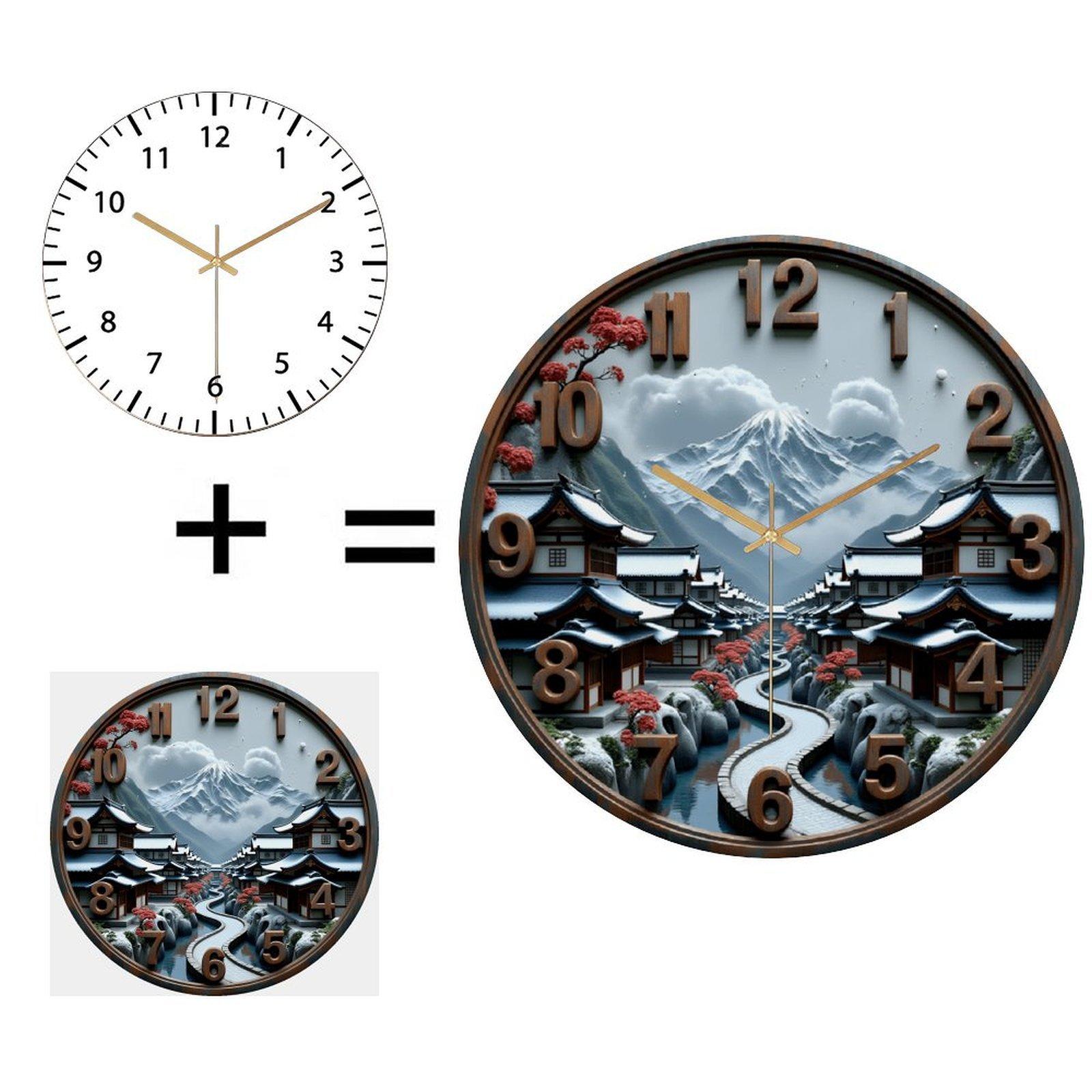 30x30cm Glass Wall Clock for a Gardener with Custom Botanical Illustrations (White,12 in(30.48cm))