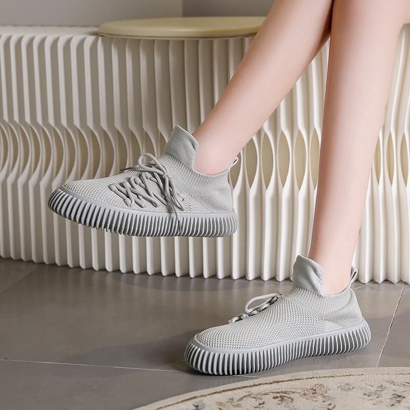 Mesh Breathable Casual Sports Shoes Lace-up Canvas Men's Shoes Socks Shoes Women's Spring and Autumn New Models