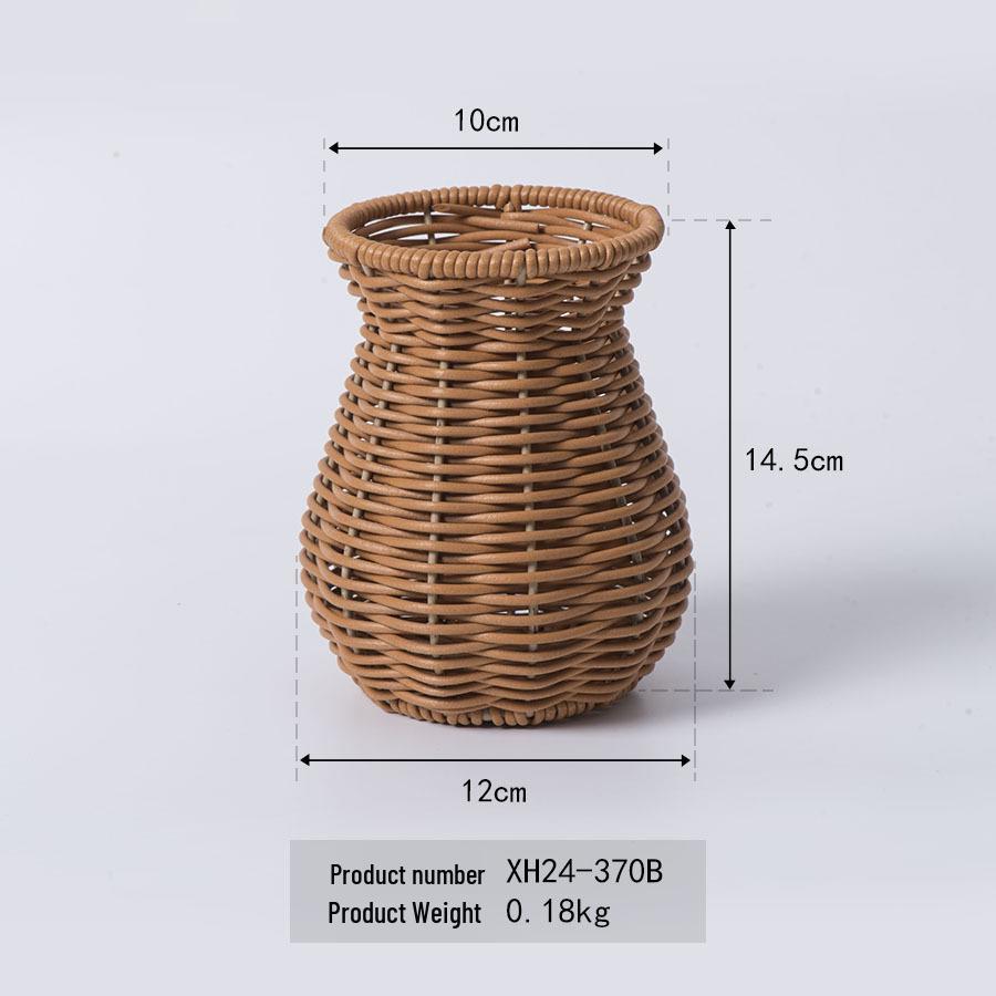 Pastoral Decorative Handwoven Rattan Vase for Indoor Use