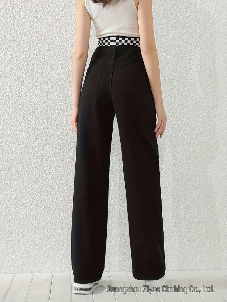 Autumn/Winter Rhinestone Black Straight-Leg Jeans: Slimming Women's Casual Fashion