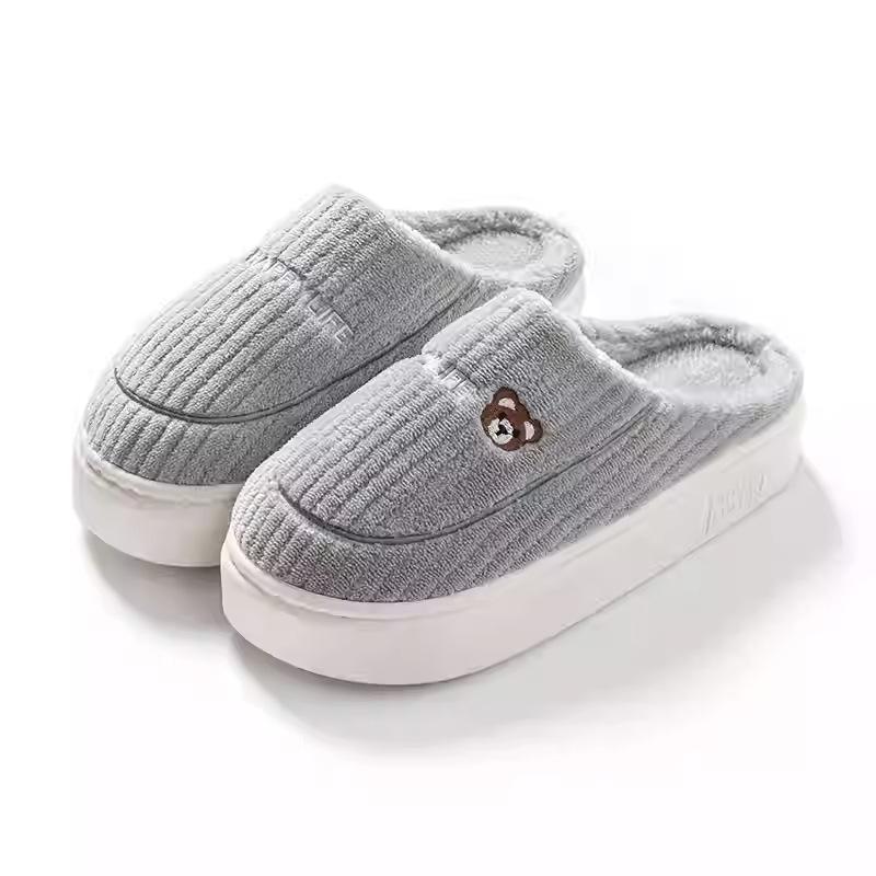 Cotton slippers autumn and winter indoor home non-slip thick bottom stepping on shit feeling plush warm household slippers winter