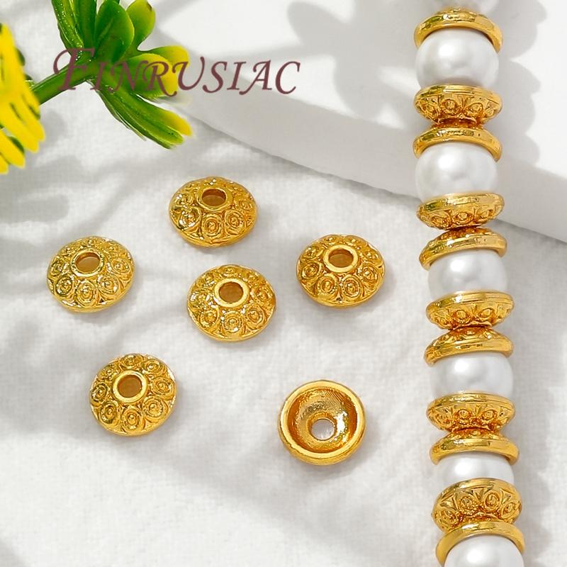 18K Gold Plated Round Bead Caps,Bracelets Accessories,DIY Beads Cap For Jewelry Spacer Beads Findings
