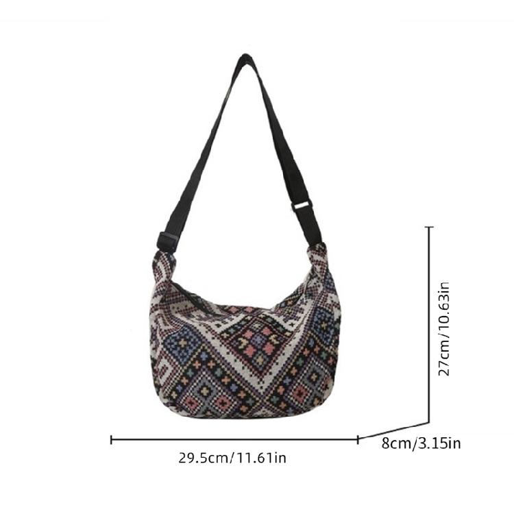Ethnic Canvas Dumpling Bag for Daily Outings Crossbody Bags Shoulder Handbag