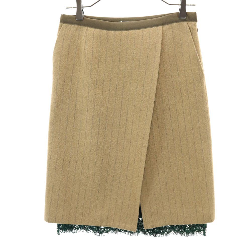 sacai luck Made in Japan Wool Blend Striped Pattern Midi length Trapezoid skirt Women Used
