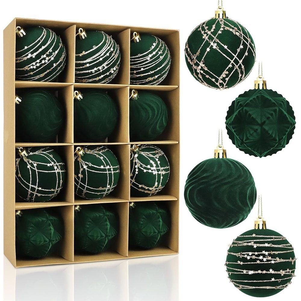 Flocked Christmas Balls Plush Velvet Hanging Ornaments Pendant Christmas Decorations Home Decor