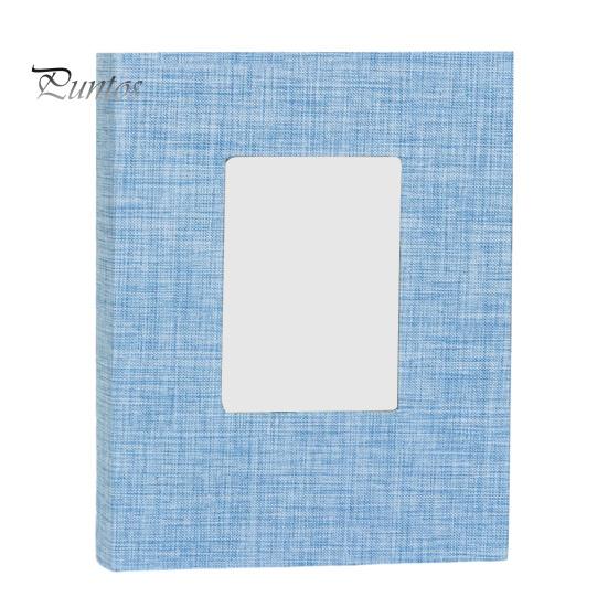 Linen Photo Album Fabric with 208 Pockets Slip-in Picture Albums Cover Memory Family Storage Book Front Window for Anniversary Vacation Wedding