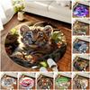 1Pc Tiger Theme Circular Print Rug - Home Decoration Carpet For Living Room Bedroom Flooring Computer Chair Area Rug