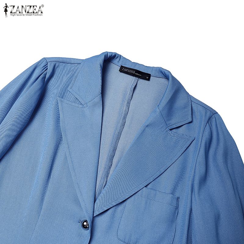 ZANZEA Damen Lässig Umlegekragen Locker Langarm Strickjacke Bluse