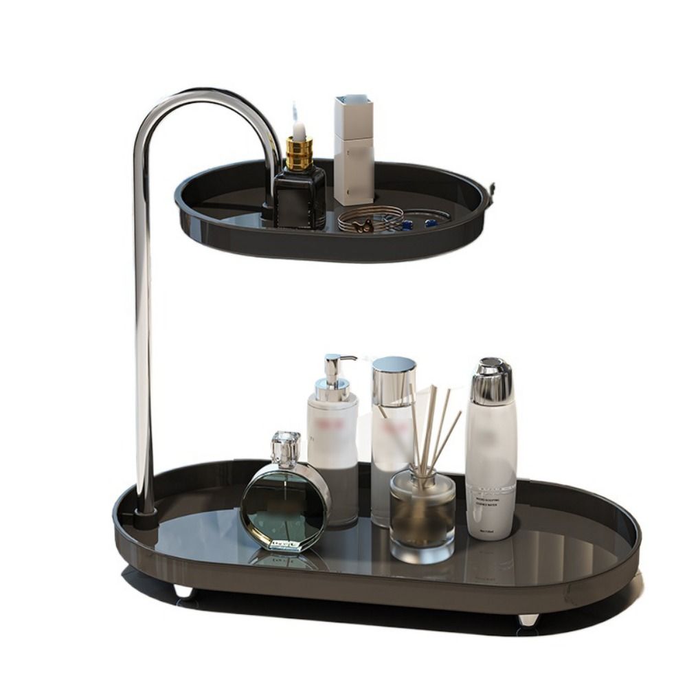 

Stainless Steel Rod Desktop Storage Tray Waterproof Makeup Storage Display Stand Skincare чёрный