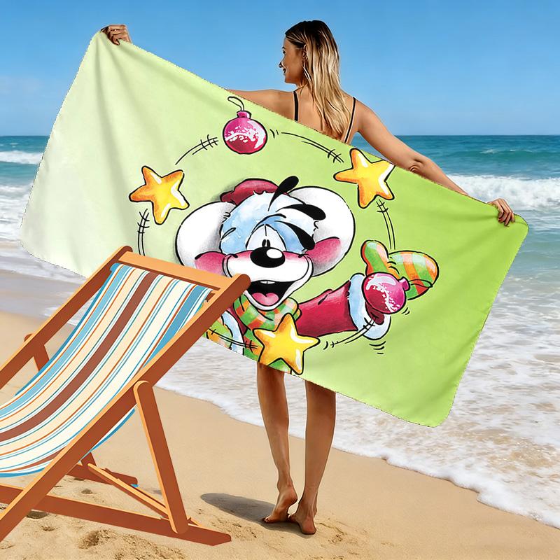 Diddl the Jumping Mouse2 Print Beach Towel, Large Soft Quick Dry Towel for Beach Camping Swimming