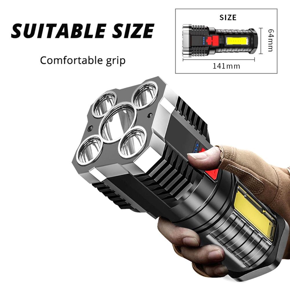 Led Flashlight Powerful 1500m 5 Rechargeable Portable Ultra Bright Usb With Long Range External Use