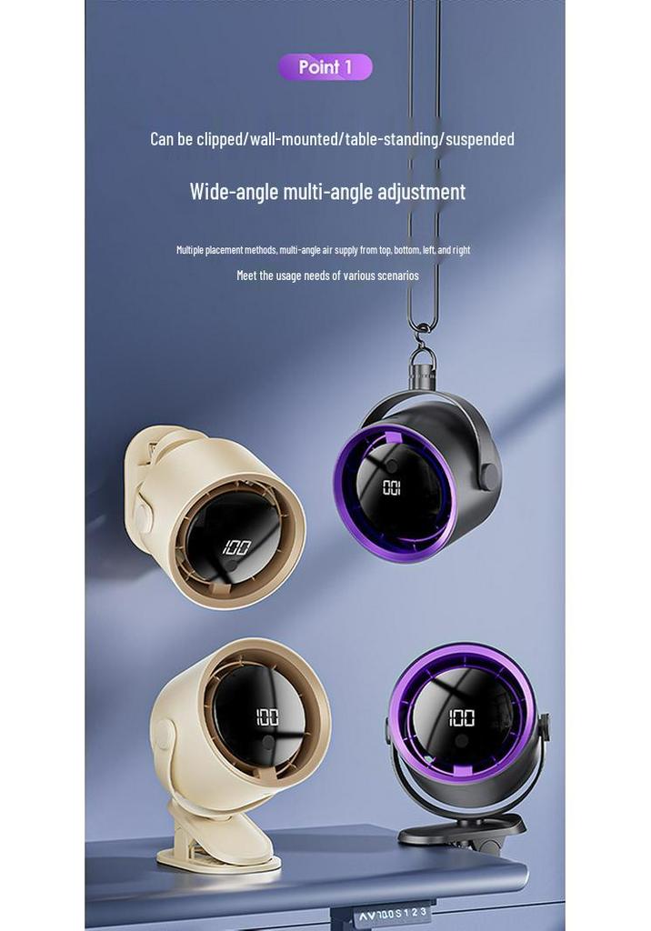 Compact Silent Desktop & Wall-Mount Fan - USB Rechargeable, Ideal for Home, Office & Dorm Use