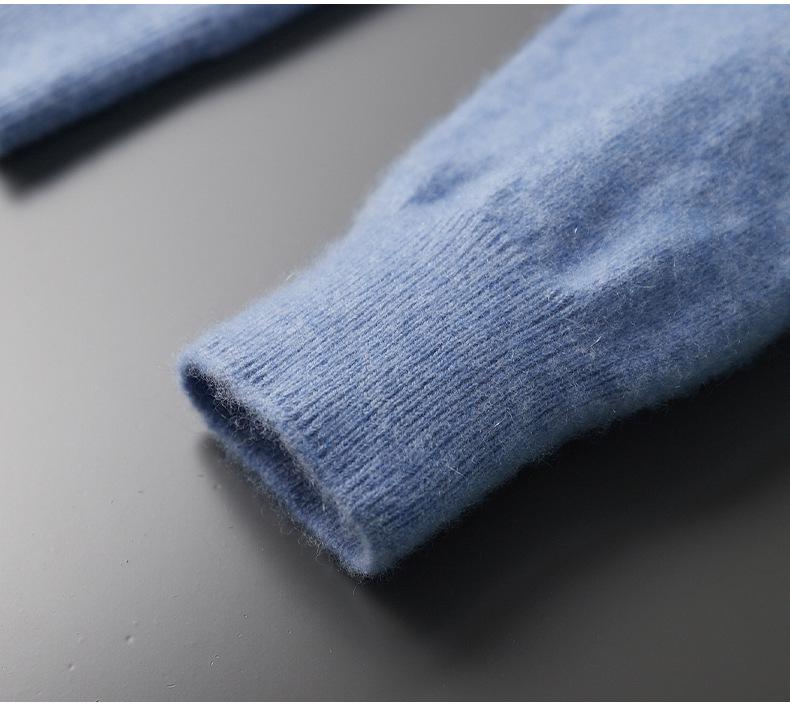 Men's Seamless Cashmere Sweater, Half-High Collar, Solid Color, Loose Fit, Plus Size, Base Layer for Autumn and Winter.