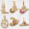 European and American Stainless Steel Cowboy Hat, Boots, and Horseshoe Pendant - 18K Vacuum Electroplated Fashion Accessory