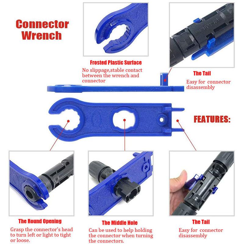 1 Set Crimping Pliers Set Solar Panel PV Cable Stripper Wiring Connector Crimping Tool Solar Spanner Wrench 10Pair connector