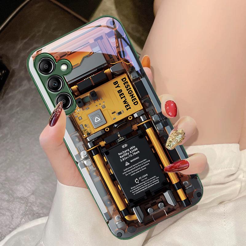 

Mechanical Device Black For Samsung Galaxy A14 4G 20 30 52 20S 21S 22 A32 33 34 42 50 51 53 54 70 71 72 73 5G Glass Phone Case For Samsung A73 5G