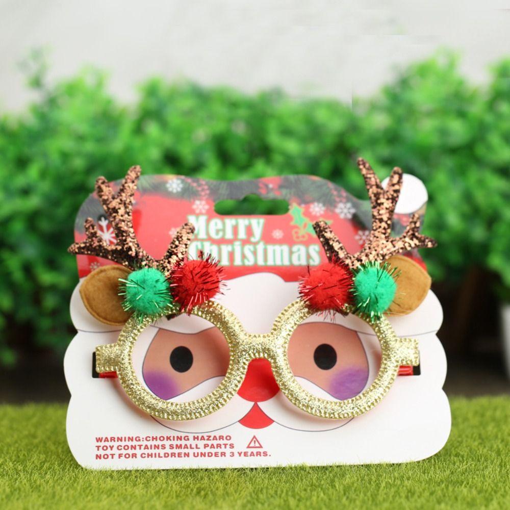Handmade Christmas Glasses Frame Sequin Elk Antlers Glasses Frame  Masquerade Party