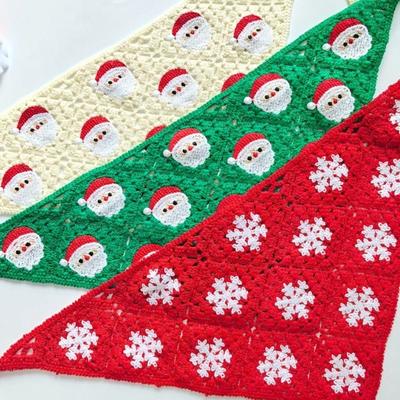 1 Peça Decorações de Natal, lenços de cabeça franceses vintage para o Natal, faixas de cabeça triangulares, faixas de cabeça estilo arte em crochê feito à mão