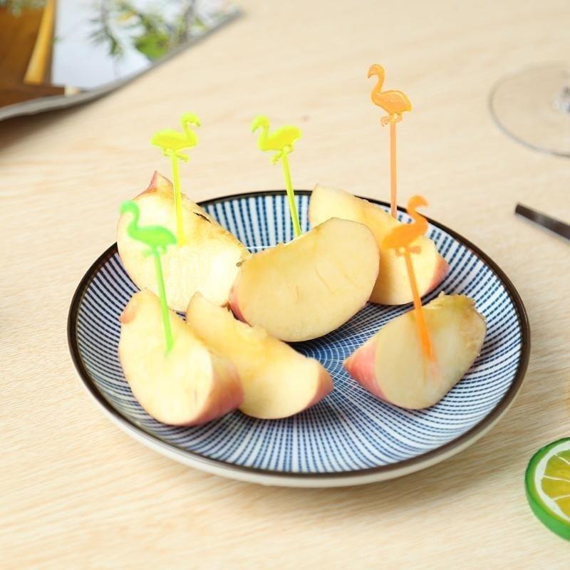 50Pcs/lot Picks Fruit Fork Perfect Flamingo Mixed Colors Goods Mixed Favors Goods Fruit Food Party S