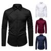 Autumn Men'S Solid Color Pleated Design Casual Long Sleeve Shirt Men'S Loose Shirt