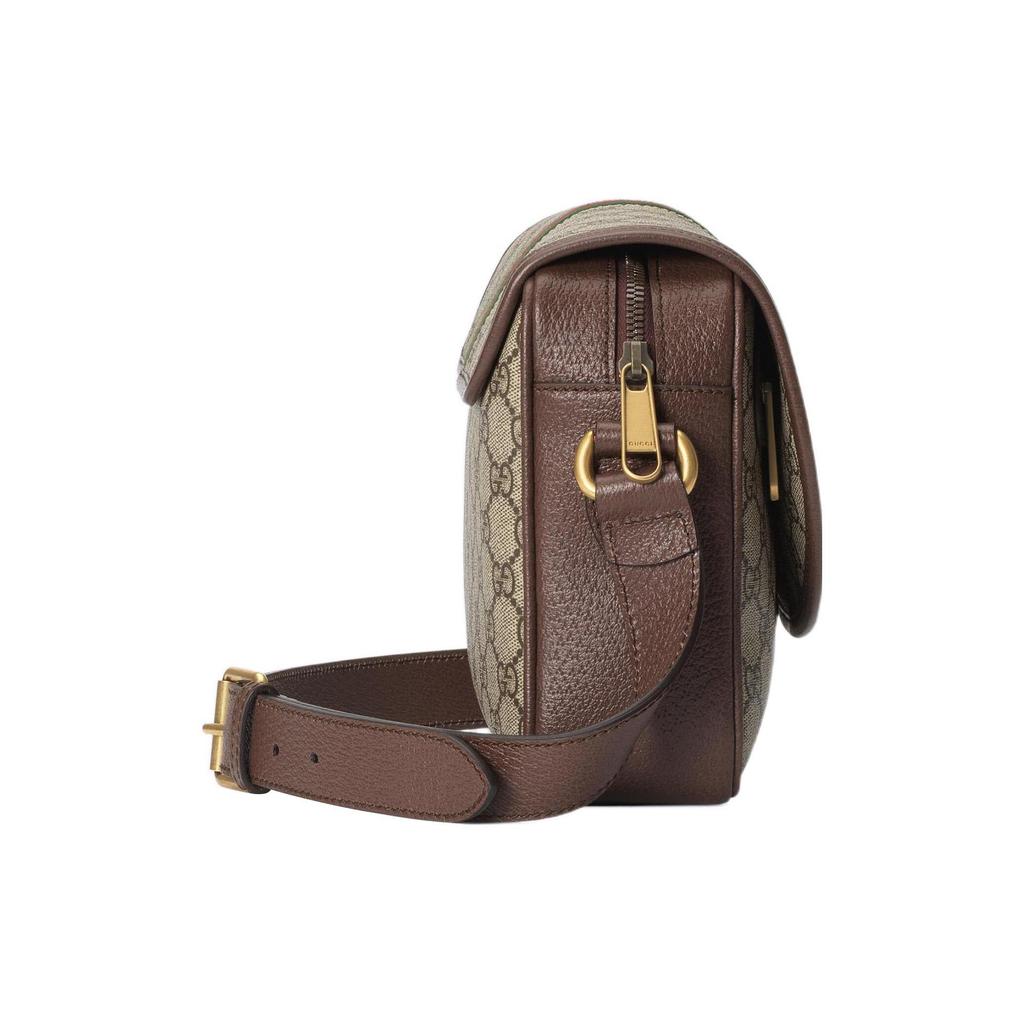Gucci Ophidia GG Supreme Canvas Web Stripe Flap Crossbody Bag With Gold Double G Logo For Unisex Luxury Daily Use