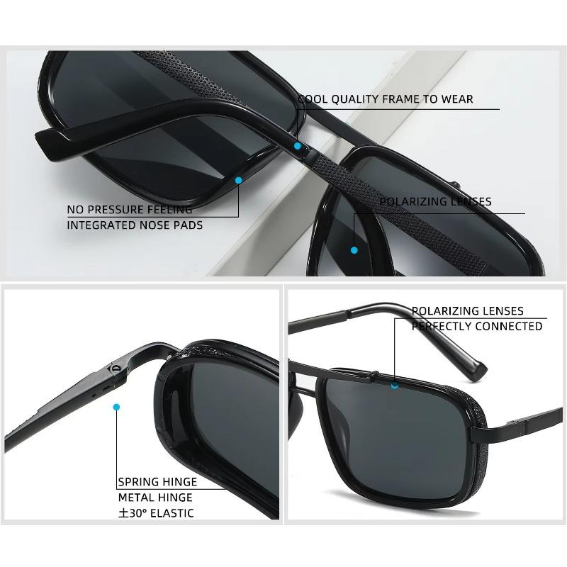 Non-Polarized Metal Steampunk Sunglasses for Men Fashion Square Rock Hip Hop Glasses Men Punk Double Beam Frame Eyewear