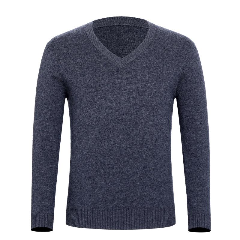Men's V-Neck Pure Cashmere Sweater for Business Casual, Thickened and Warm Knitwear for Autumn/Winter.