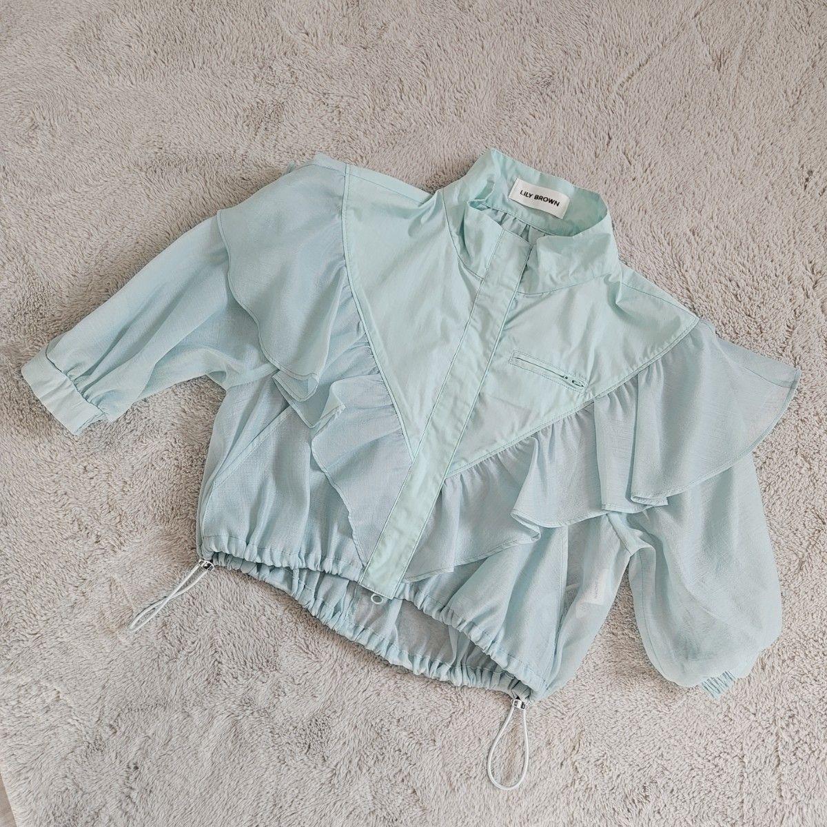 LILY BROWN sheer ruffle blouson mint