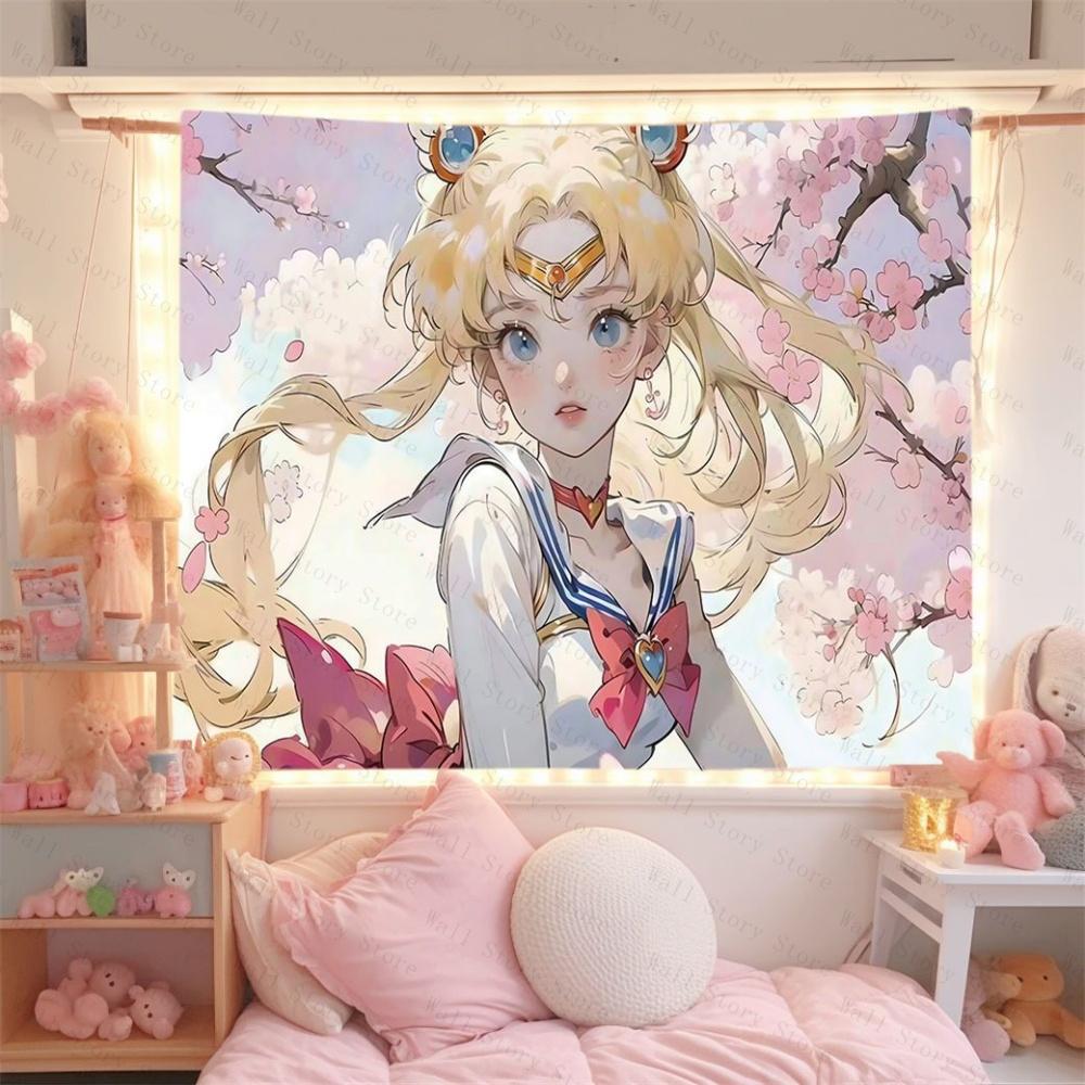 Sailor moon Anime Wall Tapestry Aesthetic Room Decor For Teen Girls Bedroom Tapestry Living Room Tapestry Dorm Decoration