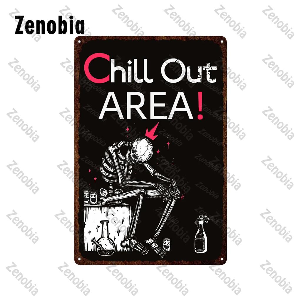 Fun Chill Out Zone Metal Signs Tin Signs Metal Posters Home Decoration Wall Stickers Chill Out Area Retro Tin Plate Wall Decor
