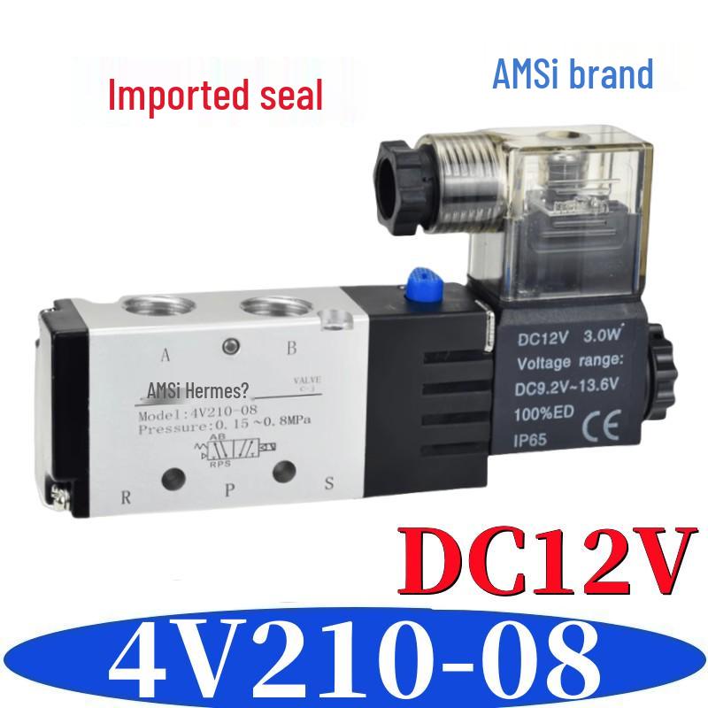 Pneumatický solenoidový ventil 4V210-08: Dvoupolohový, pěticestný řídicí ventil pro vzduchový válec (12V/24V/220V)