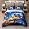 Soccer Theme Custom Text Or Name 3Pcs Bedding Set 1 Flat Sheet & 2 Pillowcases Personalized Home Bedding