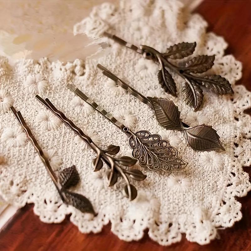 5Pcs Vintage Forest-Themed Hair Clip Featuring Handmade Retro Leaf Designs, Perfect for a Fresh And Artistic Look