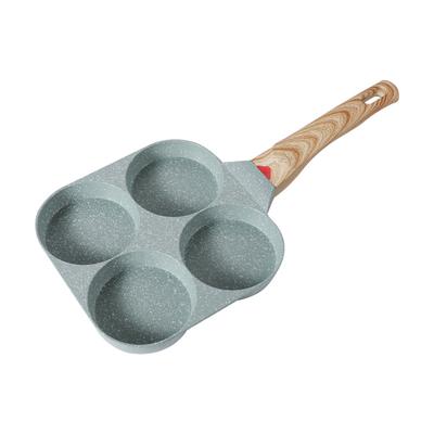 4 Cups Egg Frying Pan Soft Handle Smooth Healthy Stone Cookware Egg Pan for Family Green
