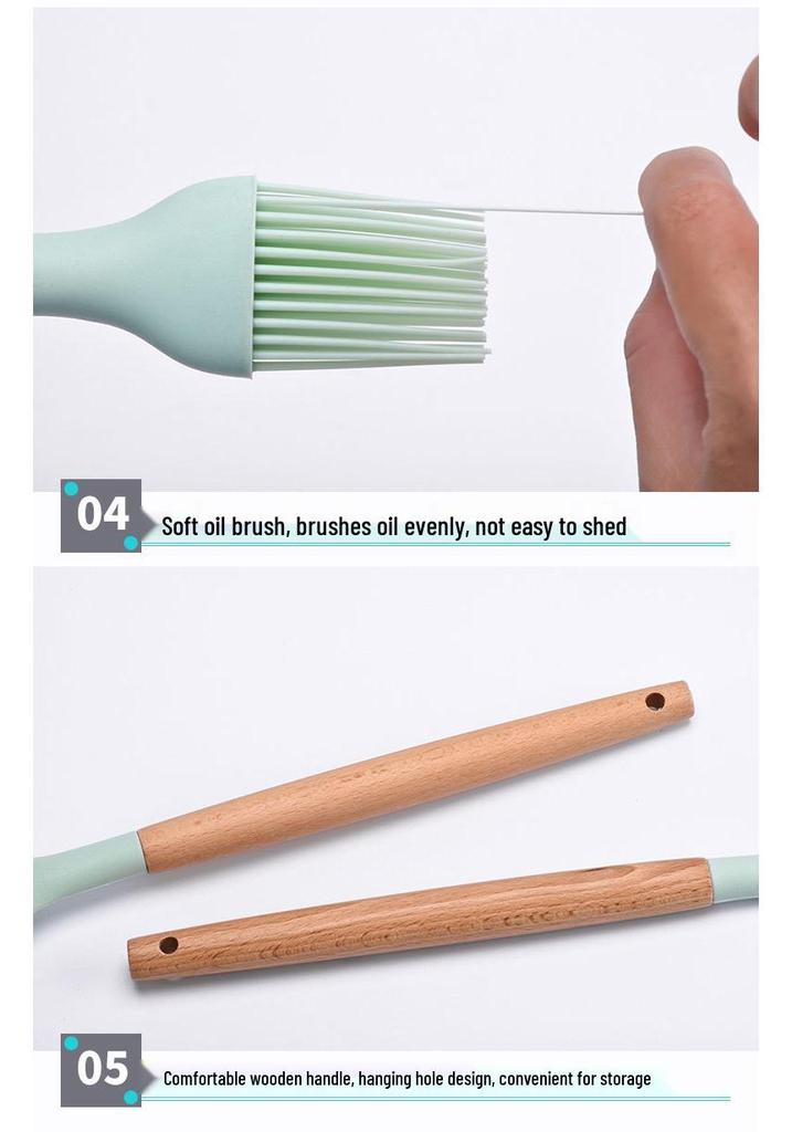 Creative Non-stick Silicone Cookware Set with Wooden Handles