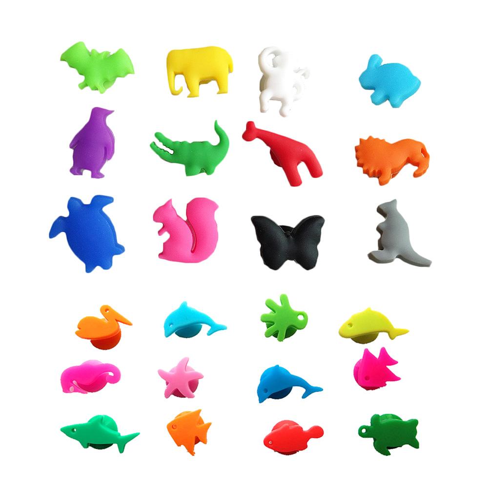 24Pcs Silicone Glass Markers Sea Animals And Land Animals Identifier Drinking Cup Sign