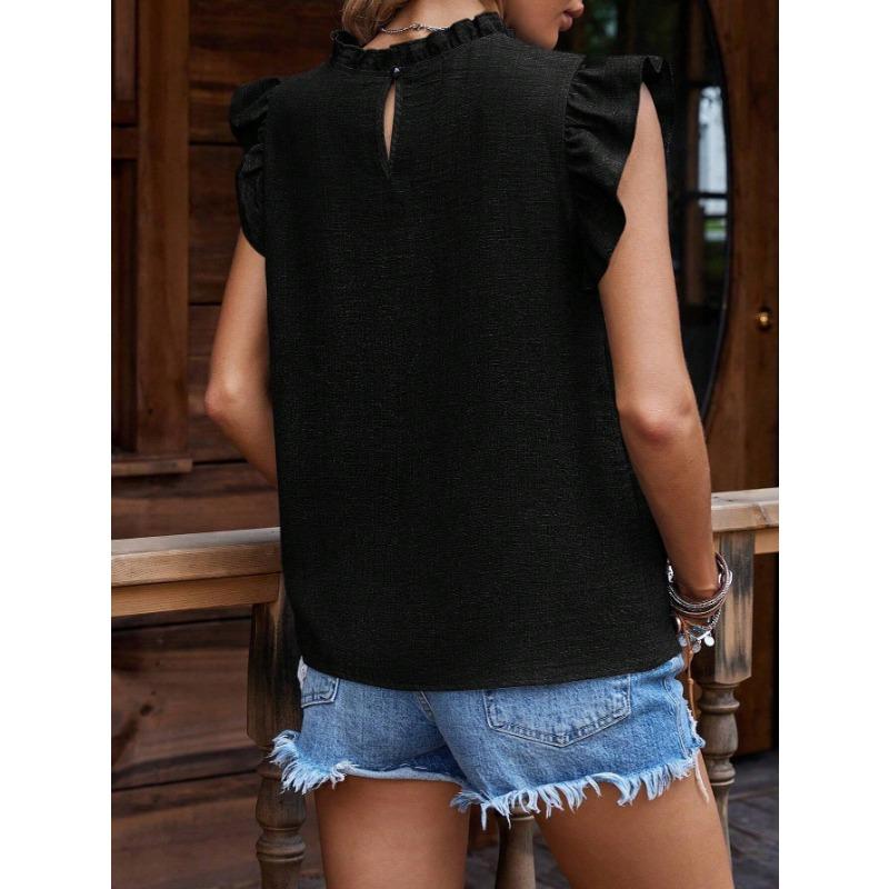 Damemote Uformelt sommer våren ensfarget trykk kortermet bluser og skjorter med o-hals