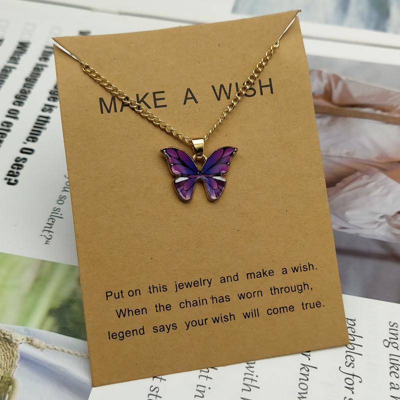 Korean Fashion Cute Butterfly Pendant Necklace for Women Golden Color Statement Necklace Zircon Gifts Wholesale Dropshipping