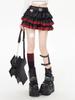 Damen Mini Plisseerock mit Shorts Y2K Punk Gothic Stil Kuchenrock Schwarz Elastischer Bund Sommerkleidung Streetwear