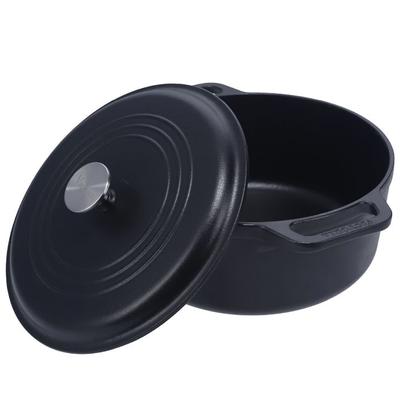 Litinový hrnec Cocotte na indukci, předem ošetřený, 29 cm, Dutch Oven 6,6 l, bez PTFE a PFOA Victoria 35709 Černý