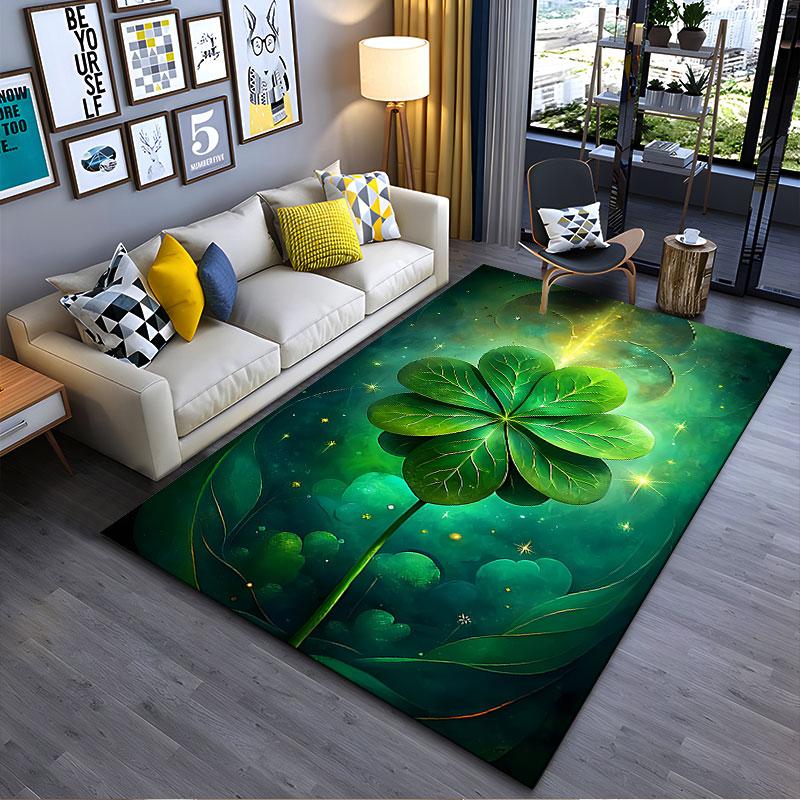 Four-Leaf Clover Green Design suitable as a non-slip mat for the living room or bedroom sofa