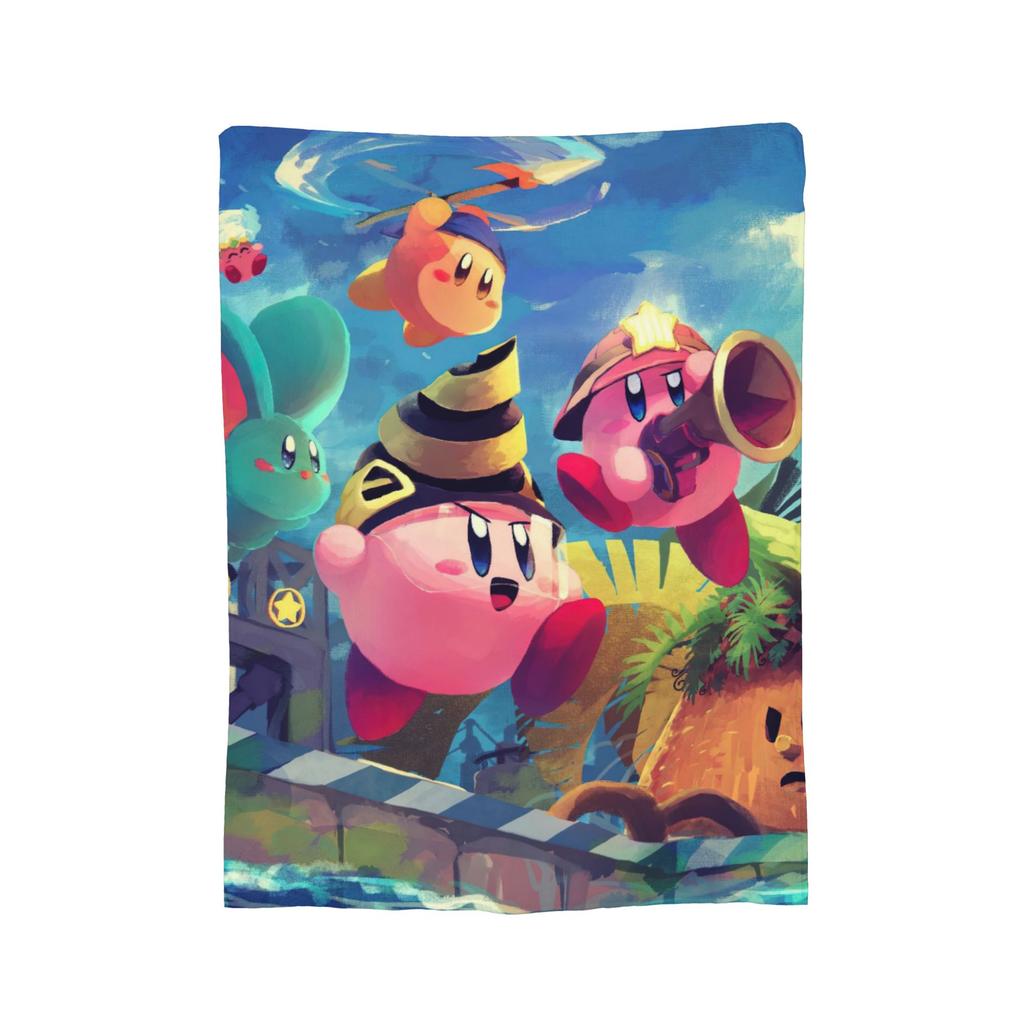 Cartoon K-Kirbys Blankets Coral Fleece Plush Print  Breathable Warm Throw Blankets for Bed Office Bedspreads