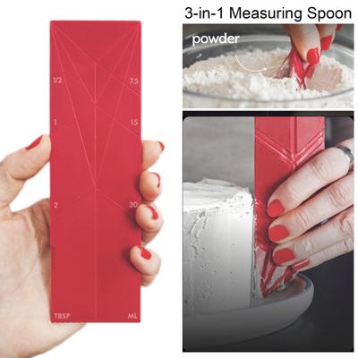 2Pcs Magnetic Measuring Spoon with Different Sizes 3-in-1 Measuring Spoon for Wet And Dry Ingredients Portable Flat Design Multi-functional Measuring