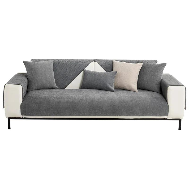 Luxury Chenille Sofa Covers - Non-Slip Slip-Resistant All-Season Couch Protector Modern Backrest Cover for Home Comfort