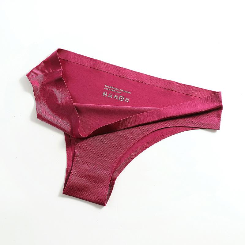 

M-XXXXL Большие бесшовные трусики Женские ультратонкие стринги Стринги с низкой посадкой Трусы из ледяного шелка XXXL вино красного