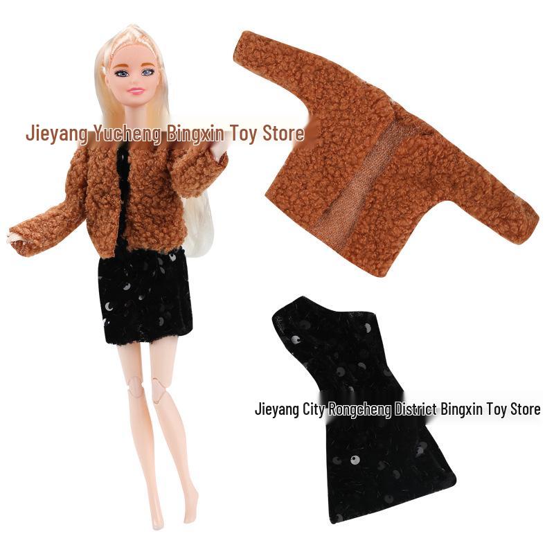 11-Inch Barbie Doll 3-Piece Fashion Set: Woolen Coat & Dress