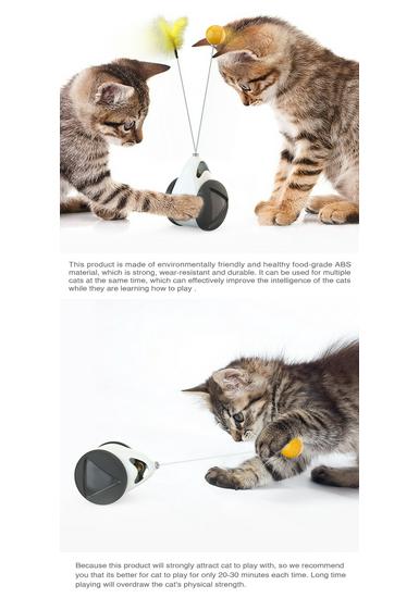 Interactive No-Electric Tumbler Cat Toy with Feather Teaser Stick