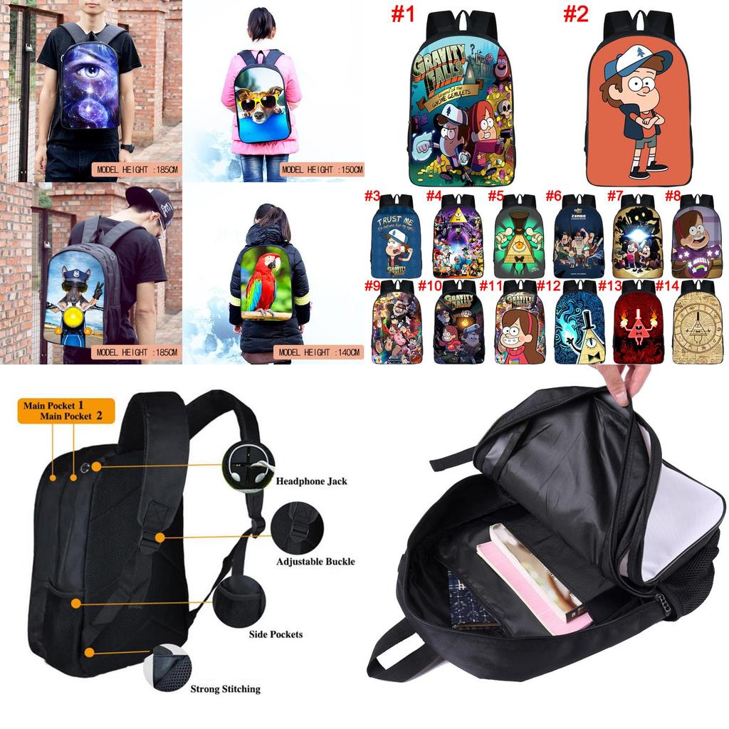 Mochila de Desenho Gravity Falls Com Design Durável e Grande Capacidade Para Estudantes