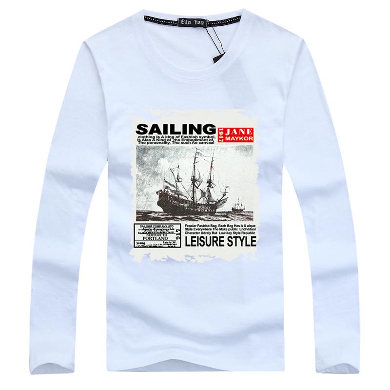 Men's 2020 Korean Slim-Fit Long-Sleeve Round-Neck T-Shirt, Large Sizes, Spring/Autumn Fashion Trend