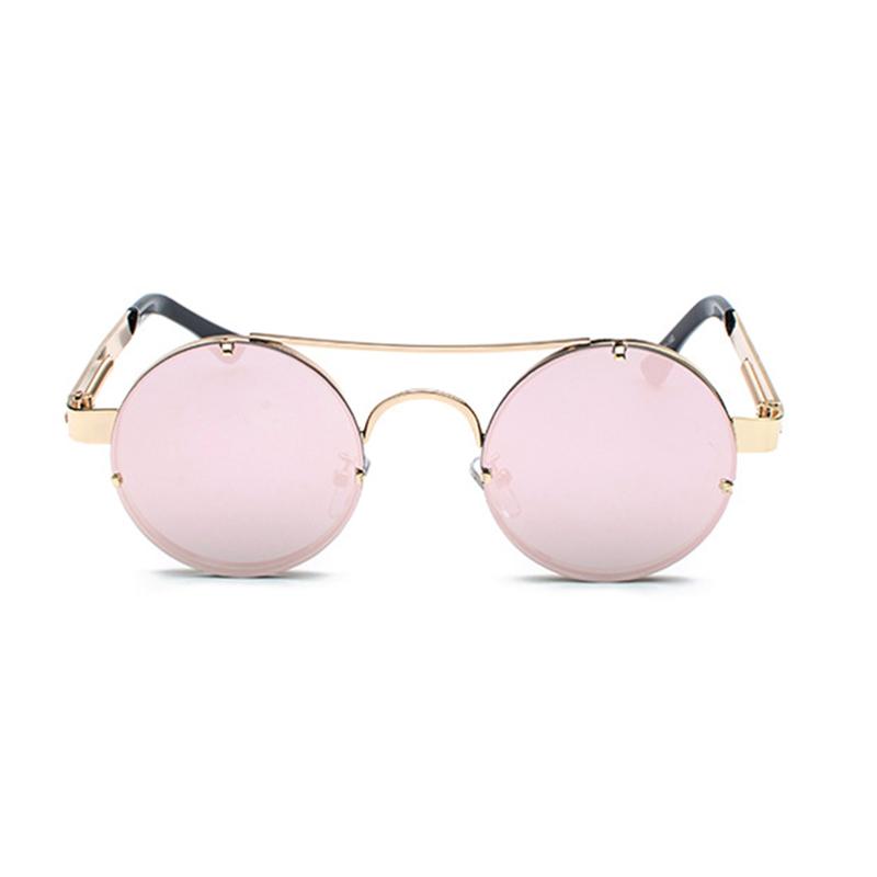 Metal Round Steampunk Rimless Sunglasses